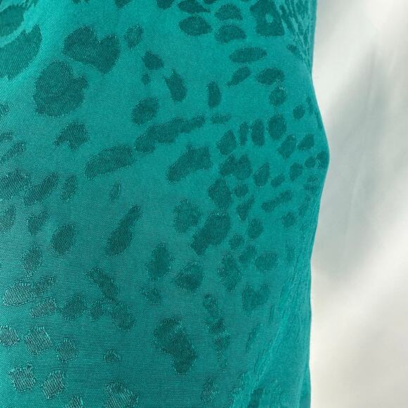 Anthropologie Dress Keyhole Halter Neck Blouson Size Large Teal Green Retro Glam - Picture 4 of 8
